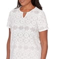 thumbnail image 4 of Alfred Dunner Womens Petite Solid Eyelet Split Beaded Neck Tee, 4 of 4
