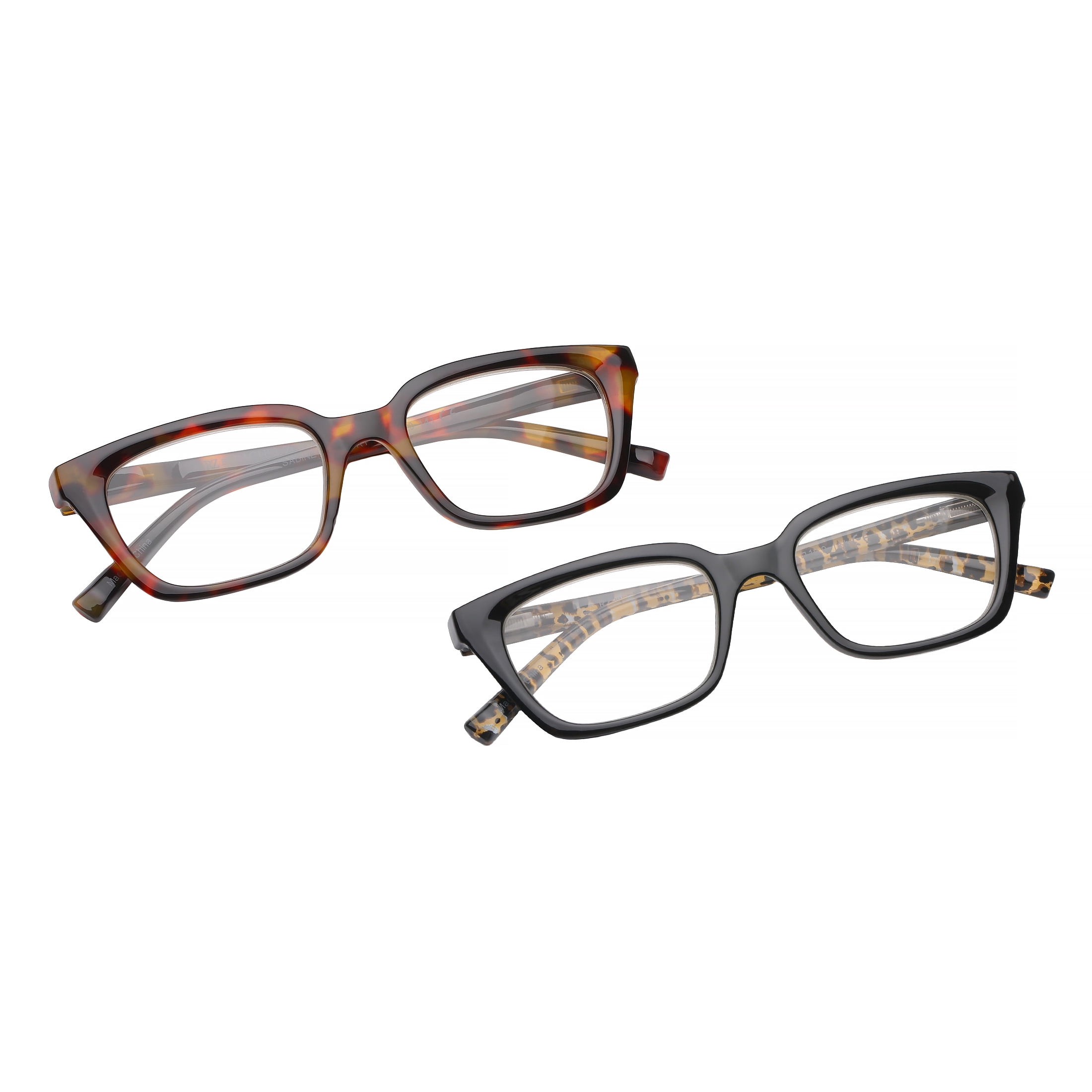 (2 pack) Rz by Rachel Zoe Womens Cateye Reading Glasses with Case, Black/Tortoise, Sabine +1.25