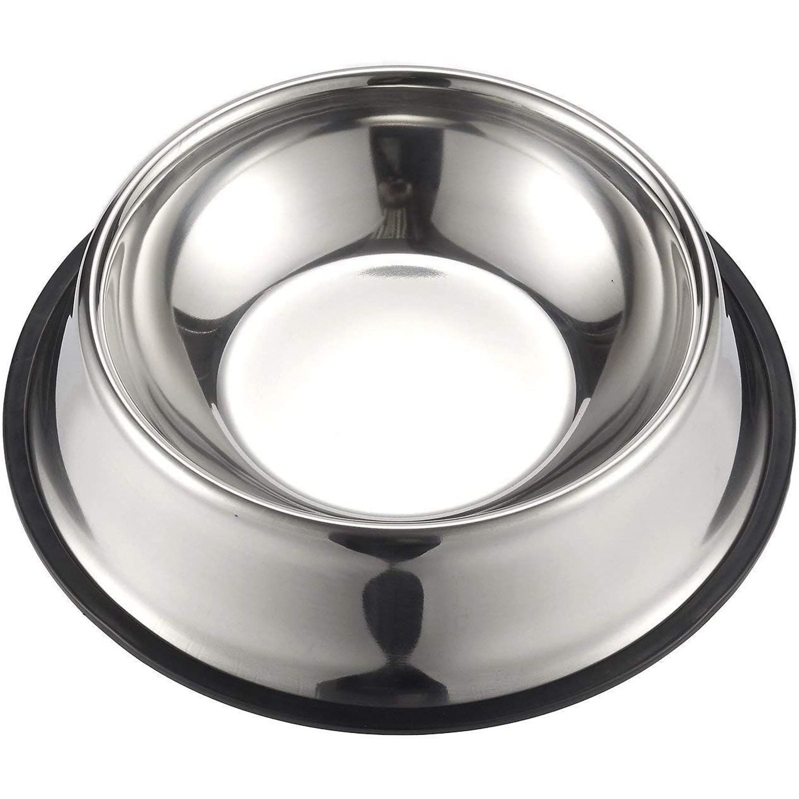 Juvale Stainless Steel Dog Bowls - Set of 2 Pet Food and Water Dish Bowls with Non-skid Base for Cats, Small, Medium and Large Sized Dogs - Silver, 10 inches Diameter
