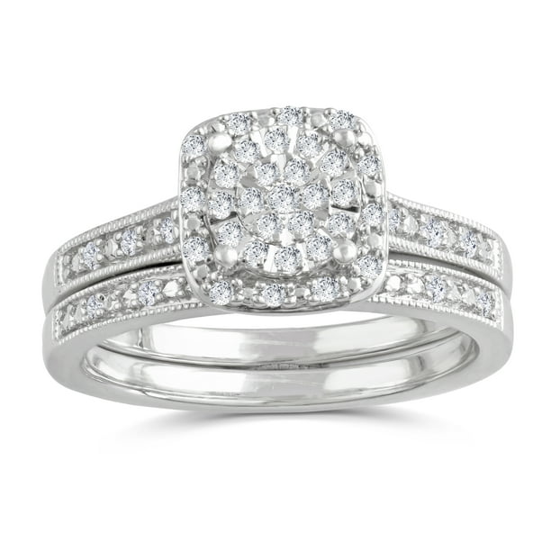 Forever Bride 1/4 Carat Framed Cushion Diamond Composite Sterling