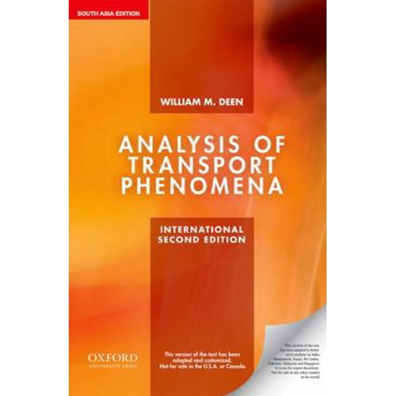 Pre-Owned Analysis of Transport Phenomena (Edn 2) By William M. Deen (Paperback) 0198098588 9780198098584