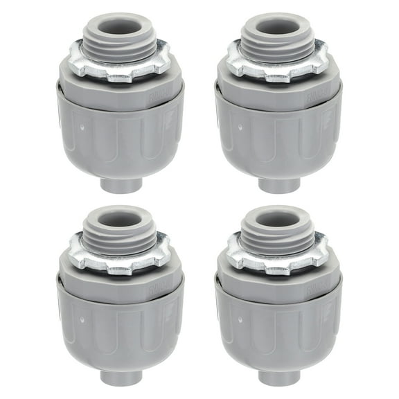 Uxcell Liquid Tight Connector 1/2NPT Non-metallic Electrical Conduit Fitting ,Pack of 4(Straight,180D)