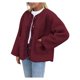 thumbnail image 2 of Abrigos de Invierno para Mujer, de Larga, con Botones, Chaquetas de Forro Suave, Ropa de Abrigo, Moda de Otoño Rojo Vino L, 2 of 9