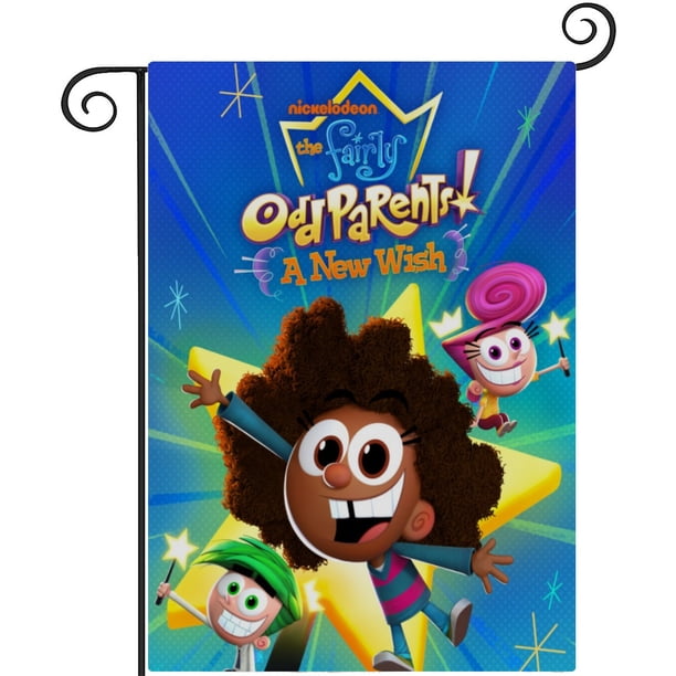 Los Padrinos Mágicos: Un Nuevo Deseo-bandera de jardín temática. Regalo perfecto para fans, amigos y familiares, ideal para actividades al aire libre y decoración de fiestas.28CM*45CM