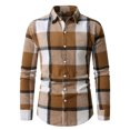 thumbnail image 6 of ZCFZJW Men's Flannel Shirts Fall Winter Lightweight Casual Button Down Plaid Shirt Long Sleeve Fleece Shacket Jackets Khaki L, 6 of 9