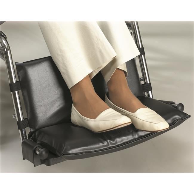 Skil-Care One-Piece Econo Footrest Extender, with 1 Inch Foot Pad, Durable Vinyl, Cushioned Support for Wheelchair Leg Positioning, Fits 16"-18" Wheelchairs, Black, 703286