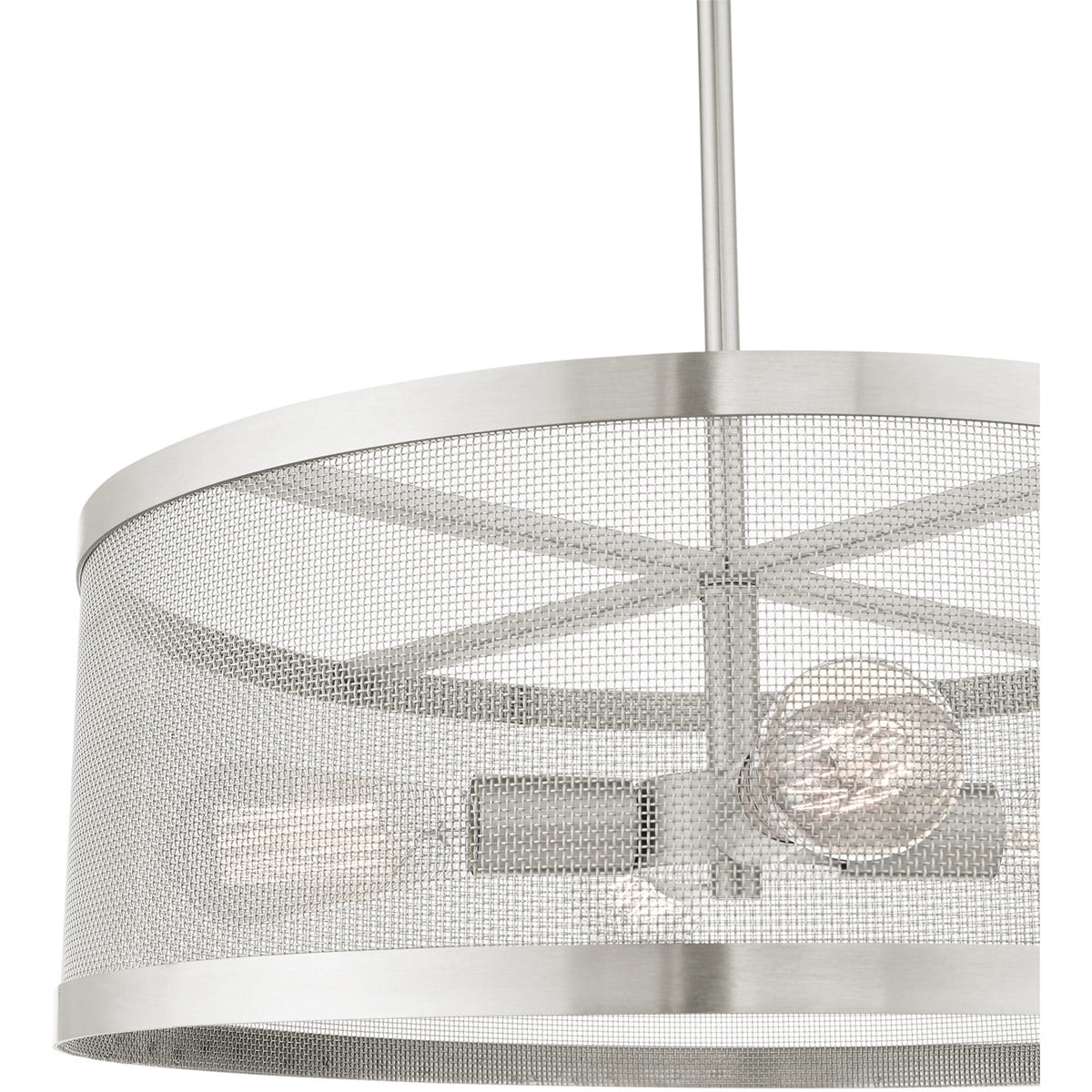 4 Light Brushed Nickel Chandelier with Brushed Nickel Stainless Mesh Shade
