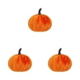 thumbnail image 2 of CHENjy Halloween Pumpkin Decor, Orange Velvet Fake Pumpkin with Natural Stem for Rustic Mantel Display and Entryway Console Accent, 2.36 Inch, 3 Pcs, 2 of 6