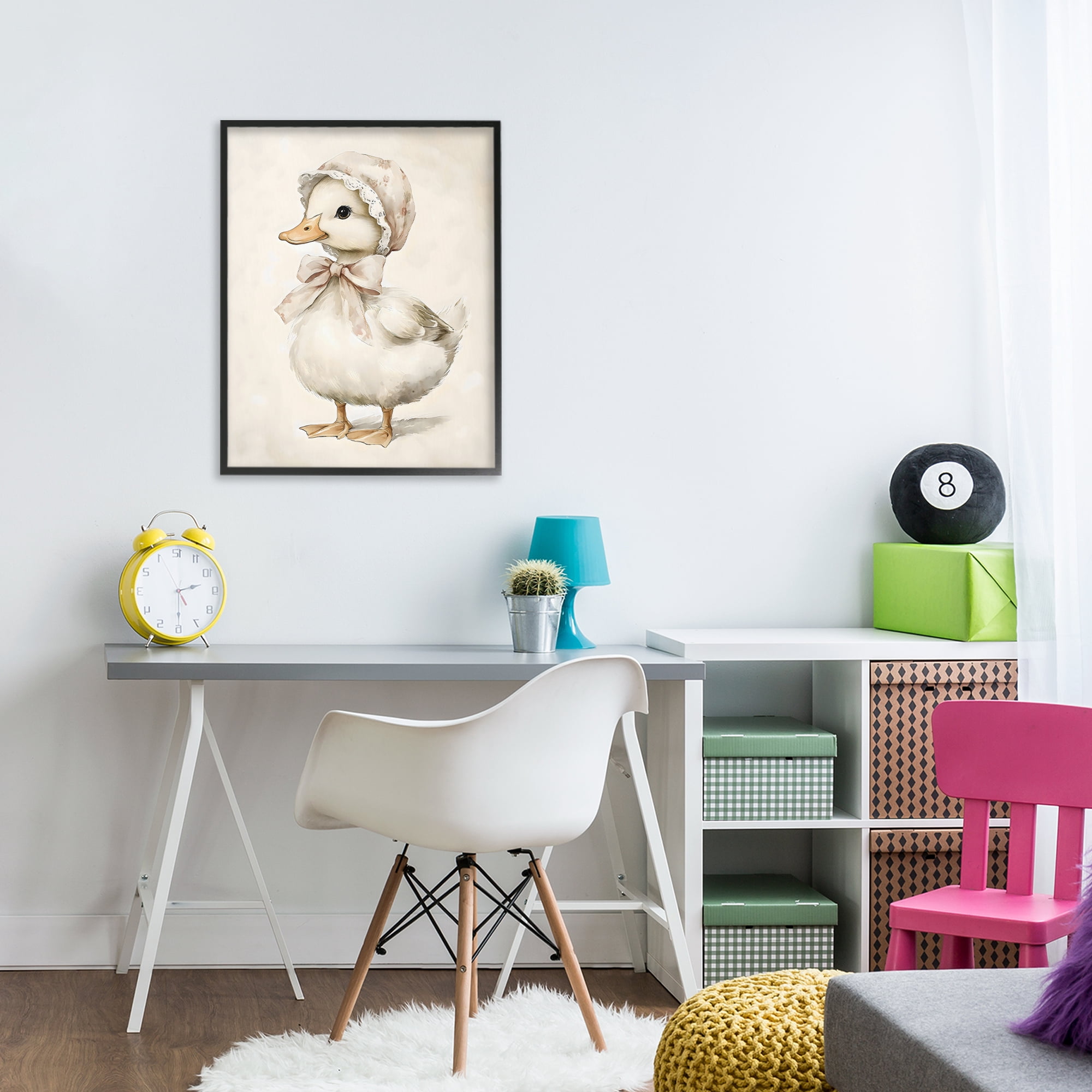 Stupell Industries Duck Wearing Bonnet Black Framed Giclee Art, design by Arlington Prints