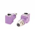 thumbnail image 1 of HELIAHO M12 to RJ45 Bulkhead Adapter Waterproof M12 D Code 4 Pin Female to RJ45 Jack Right Angle Purple CJ911-84648, 1 of 6