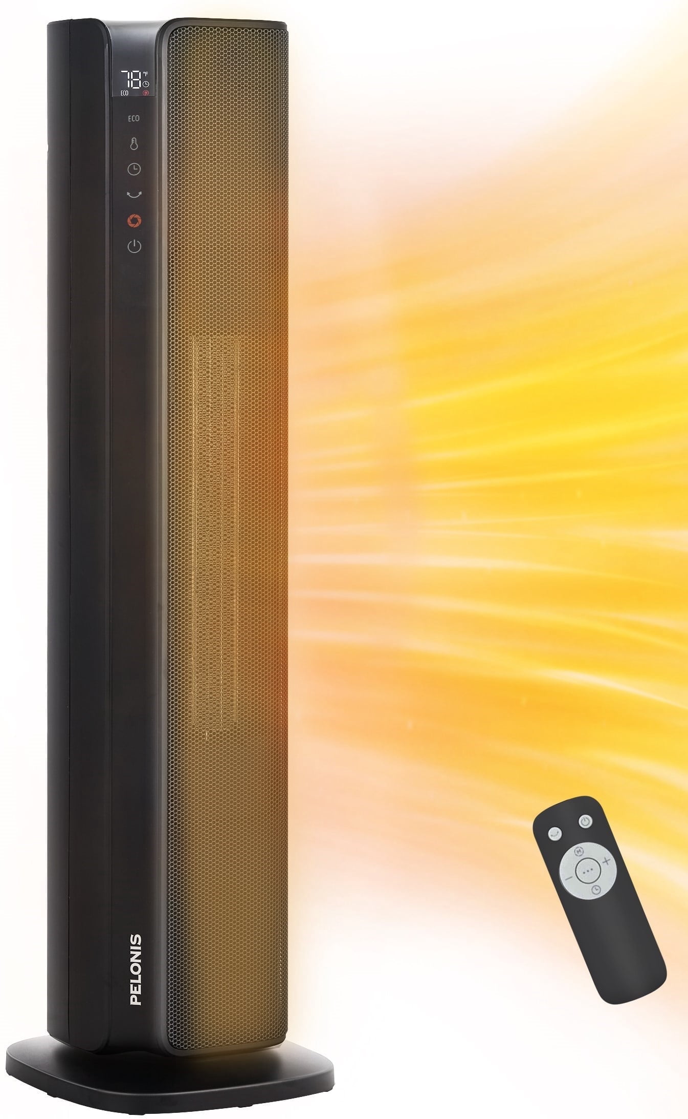 (3 pack) Pelonis 30” Tower Heater, 3 Heat Settings, Digital, Auto Shut Off, 1,500 Watts, Black