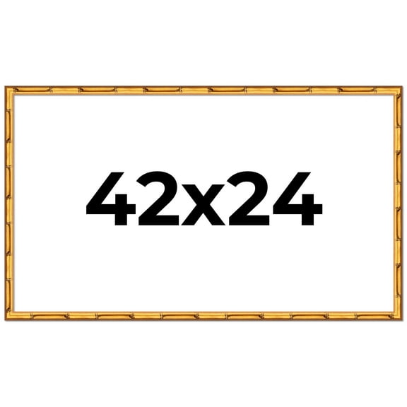 42x24 Frame Gold Bamboo Solid Wood Picture Frame | 0.75 Inch Moulding Width | Interior Frame Depth