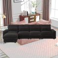 thumbnail image 2 of 126-inch Corduroy Super Sofa with Movable Footrest & 4 Pillows for Relaxation!, 2 of 18