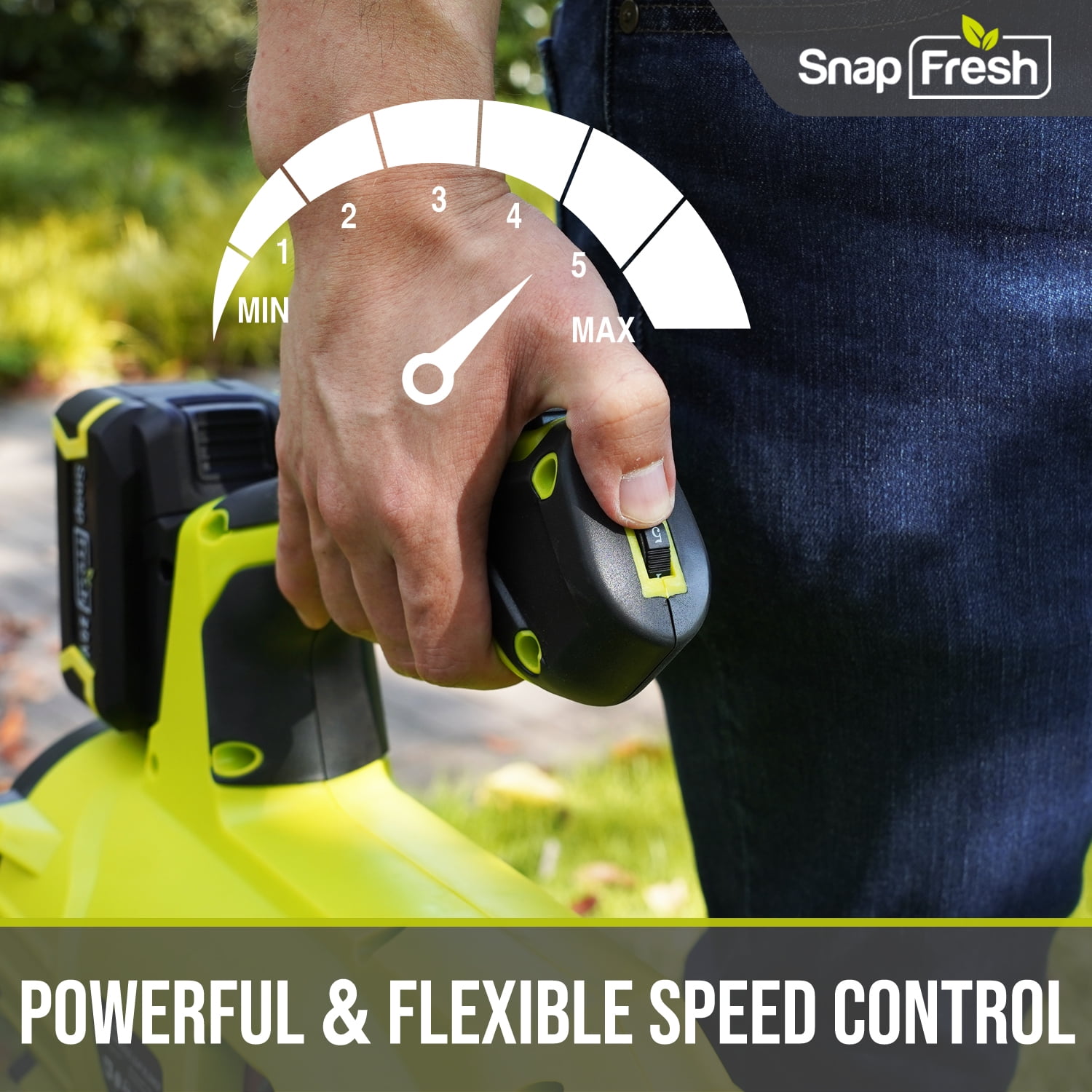 SnapFresh 20V Cordless Leaf Blower Brushless 120MPH 550CFM w/ 7+1 Speed 4.0Ah Battery & Charger