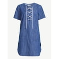 thumbnail image 5 of Free Assembly Women's Lace Up Mini Shift Dress with Short Sleeves, Sizes XS-XXXL, 5 of 6