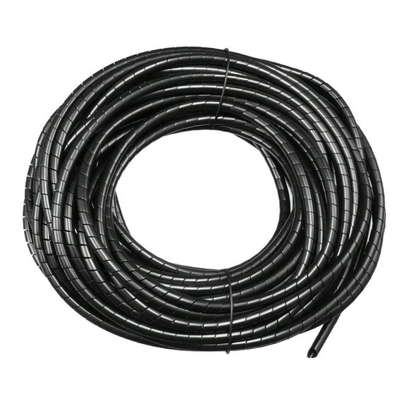 4mm Flexible Spiral Tube Cable Wire Wrap Computer Manage Cord Black 14-15M
