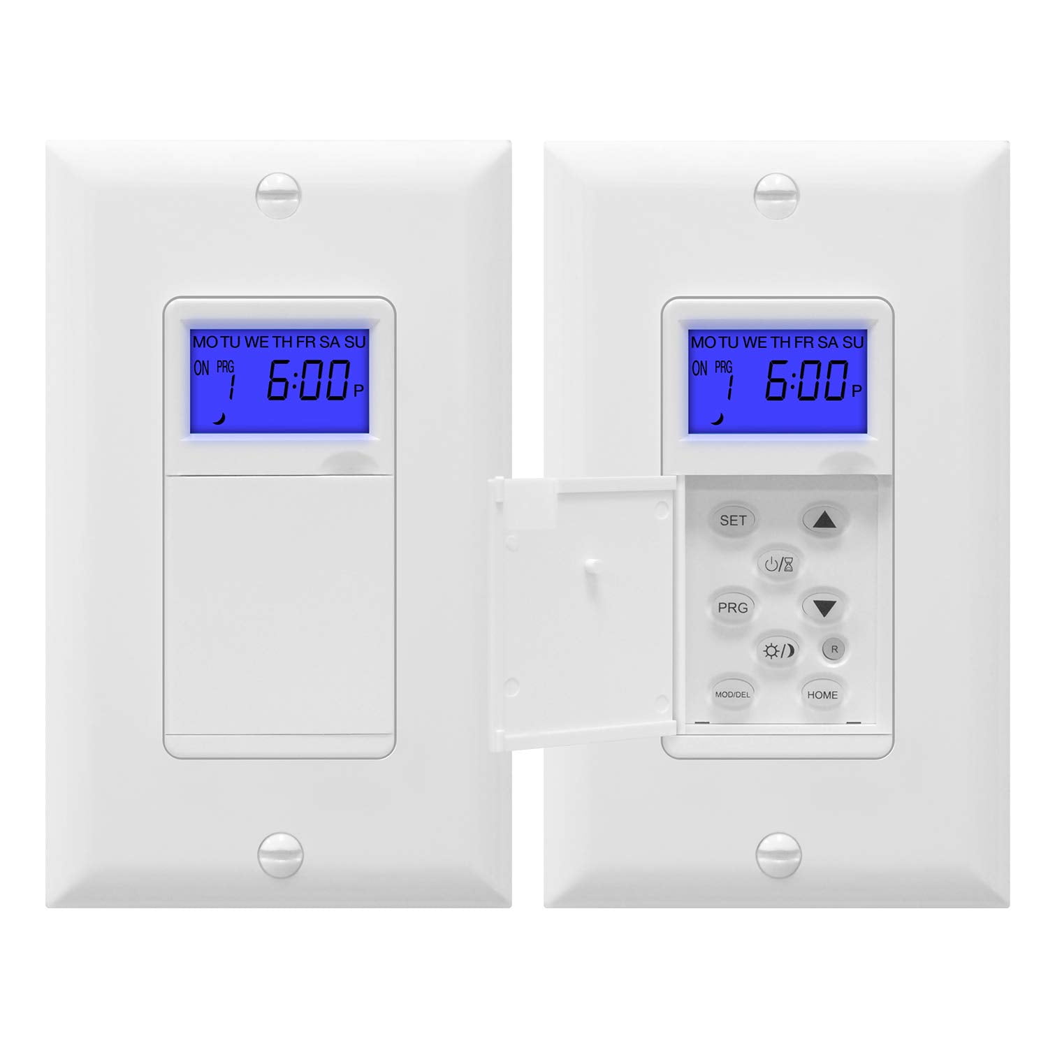 TGT01-H, Digital Programmable Sunrise TOPGREENER Fans, UL 3-Way, Switch, Wire Timer White, Wall Motors, in for Neutral Single-Pole Pack 7-Day or Sunset Astronomic 2 Listed, Lights, and timer Required,