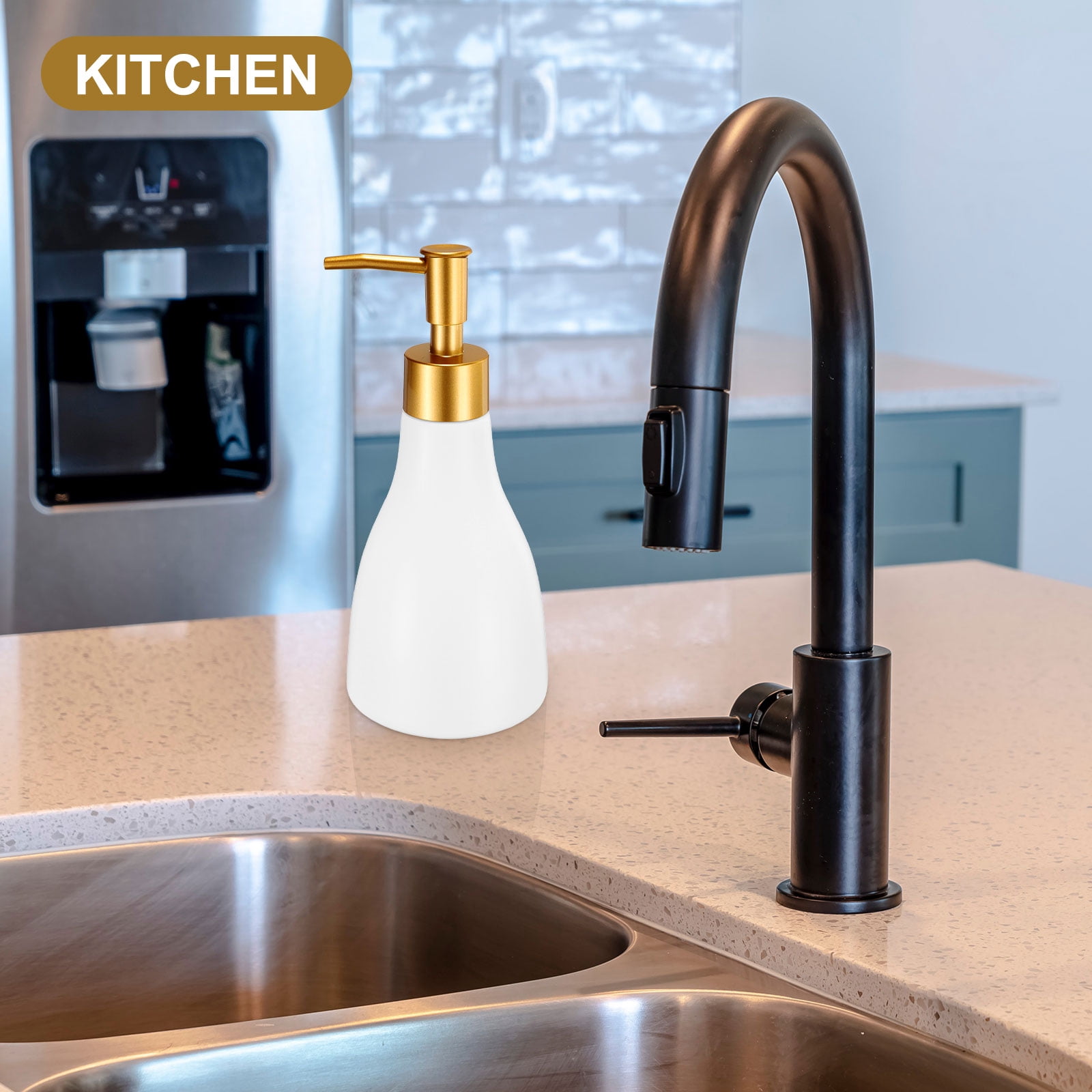 Unique Bargains Soap Dispenser Hand and Dish Soap Dispenser with Pump 9.5 Oz White