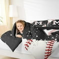thumbnail image 4 of jejeloiu Letter M Monogrammed Full Size Comforter Sets,Baseball Sport Game Bedding Comforter Set,Black Splashing Ink Bedding Sets For Girls,Microfiber Room Decorative Reversible,3pcs, 4 of 8