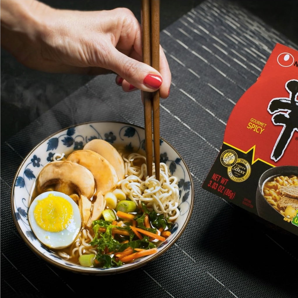Nongshim Shin Ramyun Spicy Beef Ramen Noodle Soup Bowl, 3.03oz X 12 Count, Shelf-Stable