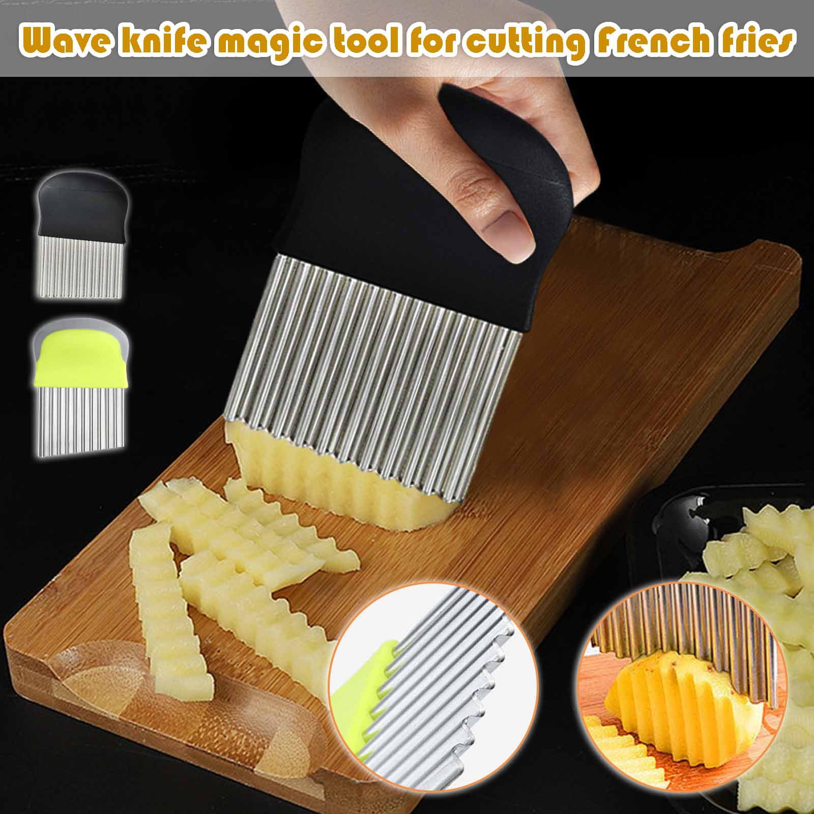 Waves Crinkle French Fry Cutter Commercial Grade Potato Shredder Chip  Slicer Manual Cutting Machine Adjustable Great for Fruit & Vegetables