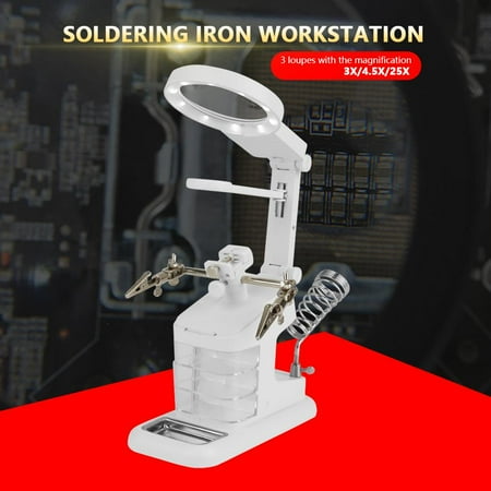 

Higoodz USB Electric Soldering Iron Workstation with 3X/4.5X/25X Loupe LED Lights Board Clips