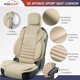 thumbnail image 4 of Fundas para Asientos de Auto CAROMOP Espuma Gruesa 3D Cuero PU Beige, 4 of 9
