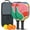 Black-2, variant on Pickleball Paddles Set Of 2, Fiberglass Surface, Tropical Jungle Print, 4 Balls & Bag