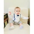 thumbnail image 3 of Newborn Baby Boy Clothes Long Sleeve Faux-two Romper Bow Tie Jumpsuit Grey 3-6 Months, 3 of 6