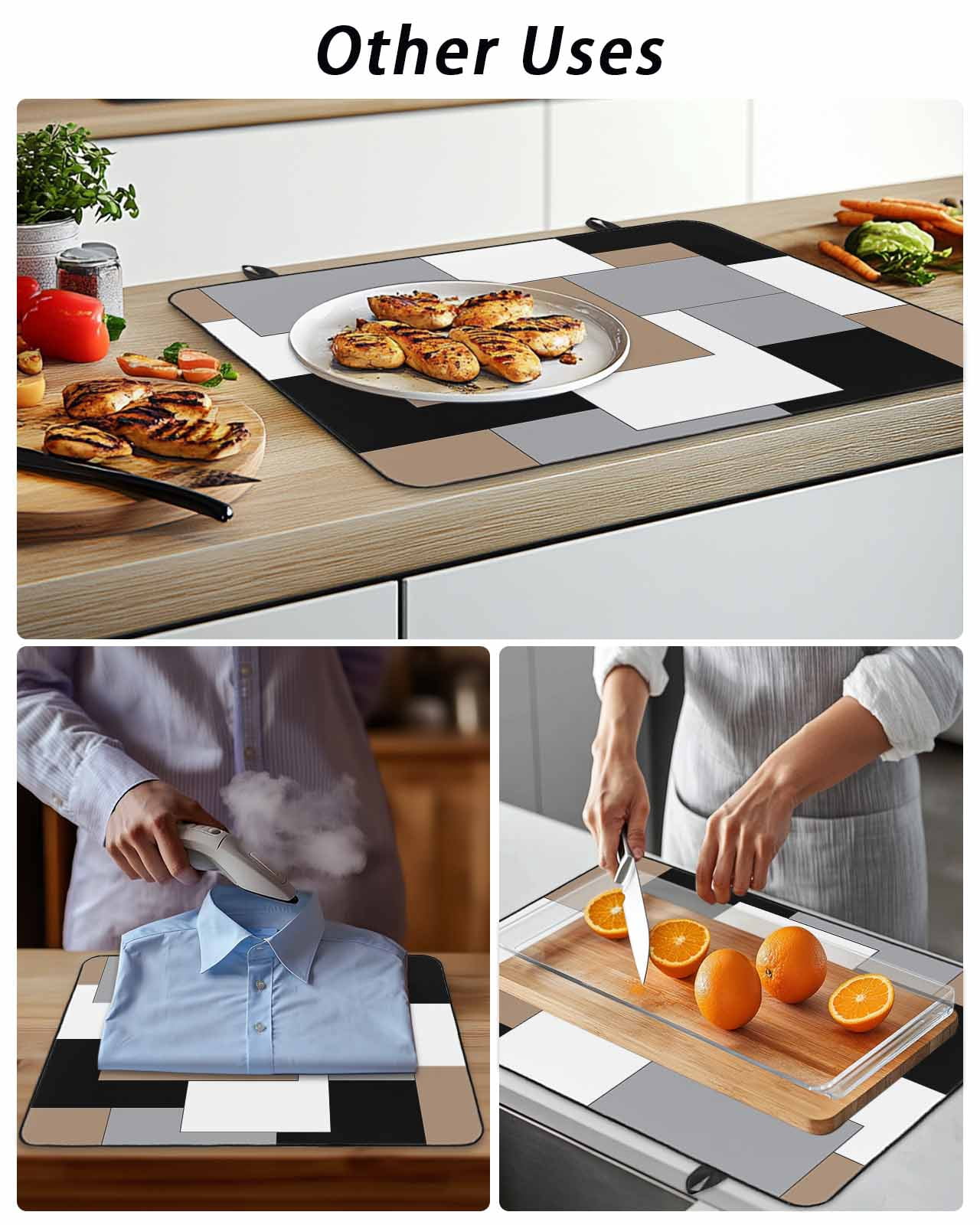 Stove Top Covers for Electric Stove, Brown Black Grey Glass Stovetop Cover Protector, Middle Century Irregular Geo Abstract Art Induction Cooktop Protector Oven Mat for Kitchen Countertop 24"x21"