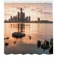 thumbnail image 3 of Ambesonne Detroit Shower Curtain, Idyllic Sunset View, 69"Wx75"L, Coral Dark Brown, 3 of 3