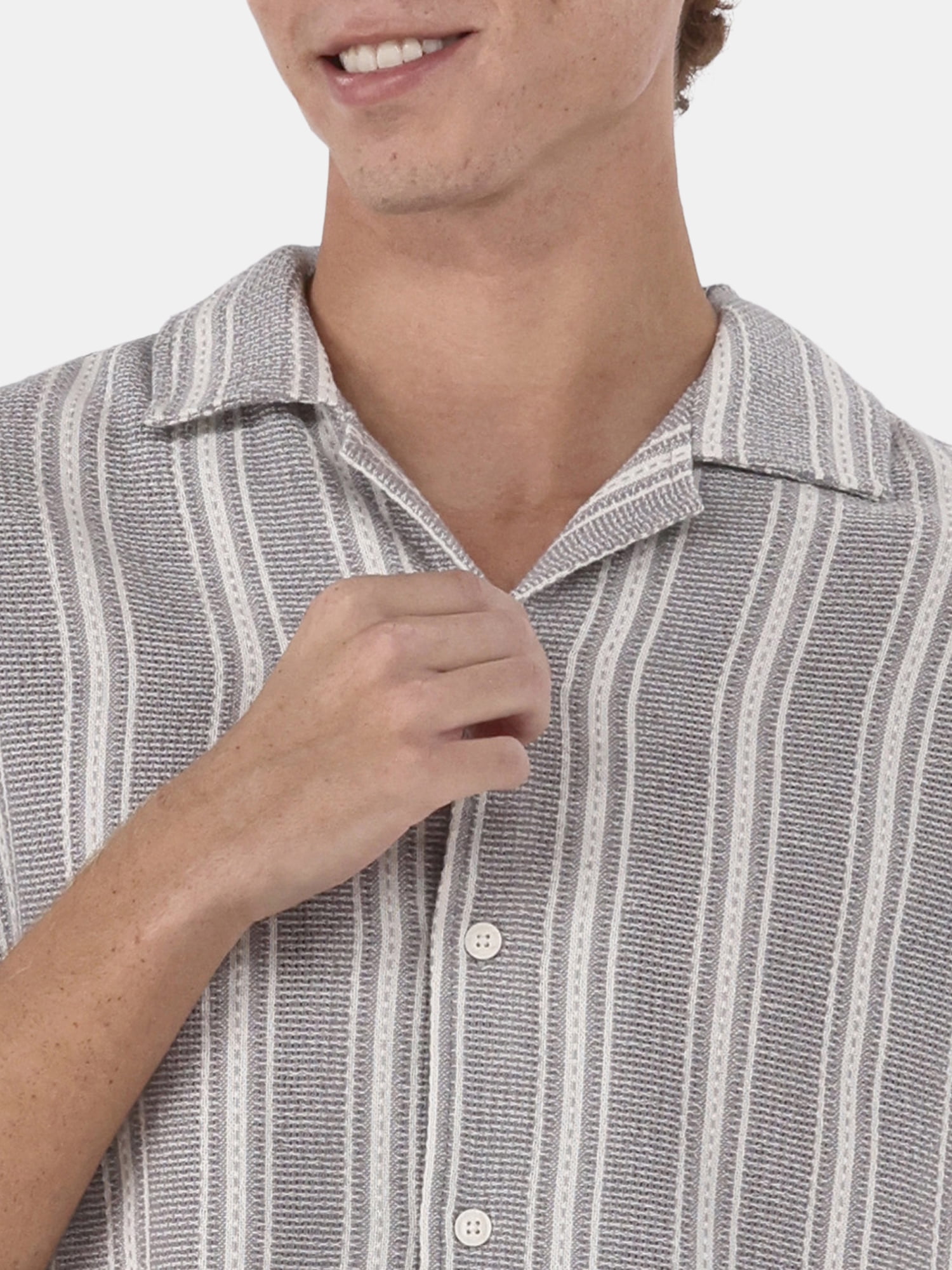 No Boundaries Textured Fabric Shirt with Short Sleeves, Men's & Big Men's