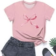 thumbnail image 6 of Girls' Pink Bow Graphic Tee - Soft Stretch Polyester Spandex, Crew Neck Short Sleeve, Casual Playful Everyday T-Shirt for Kids 4-12 Years,Size 13 T, 6 of 8
