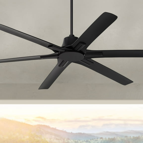 Casa Vieja 60" X-Force Modern Indoor Outdoor Ceiling Fan 6 Blade Remote Control Matte Black Finish Bedroom Patio Damp Rated