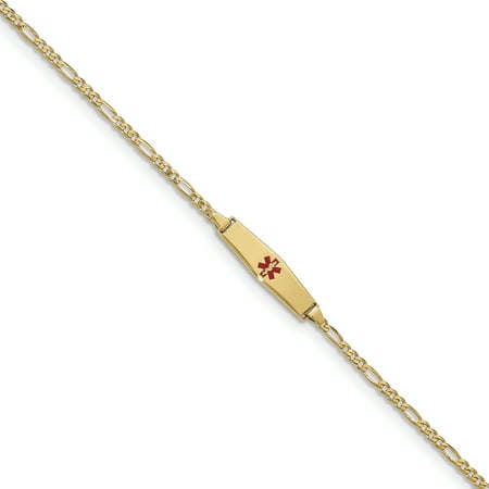 Gold Stock Id - ICE CARATS 14kt Yellow Gold Medical Soft Red Enamel Link Figaro Id Bracelet 6 Inch Fine Jewelry Ideal Gifts For Women Gift Set From Heart
