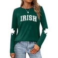 thumbnail image 2 of Holiday Shirt for Women St. Patrick'S Day Heart Shaped Four Leaf Long Sleeve Womens New Clothing,Green-2,2XL, 2 of 4