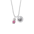 thumbnail image 2 of Delight Jewelry Silvertone 3-D Hot Pink & AB Crystal Owl Silvertone Script Initial Disc - W - Charm Necklace, 20"+3", 2 of 4