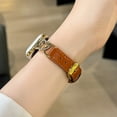thumbnail image 2 of Slim PU Leather Band for Apple Watch 38/40/41/42mm(Series11 10), Women Elegant Watch Strap with Metal Diamond Heart Design for iWatch Series 11 10 9 8 7 6 5 4 3 2 1 SE3/2/1, Brown, 2 of 4