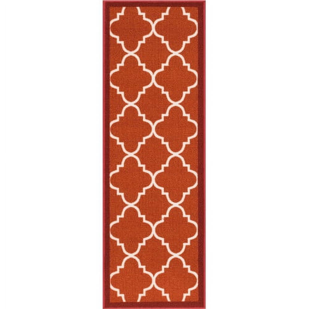 Well Woven 6510-2S Brooklyn Trellis Modern Non Slip Washable Rug, Red - 1 ft. 8 in. x 5 ft.