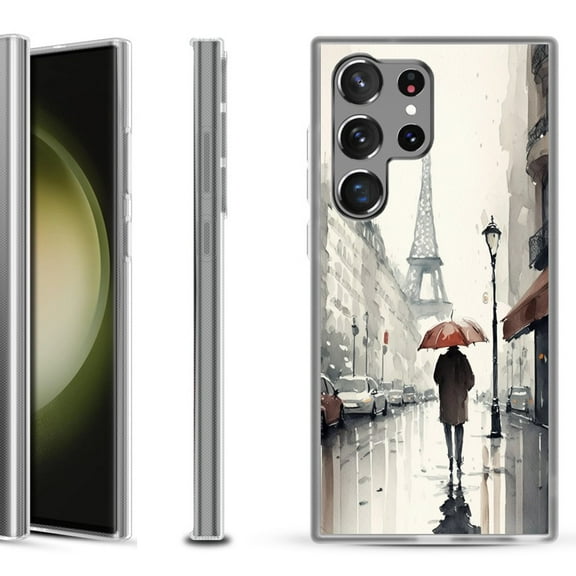 Slim-Fit Fashion Phone Case for Samsung Galaxy S23 Ultra, by OneToughShield ® - Paris in the Rain
