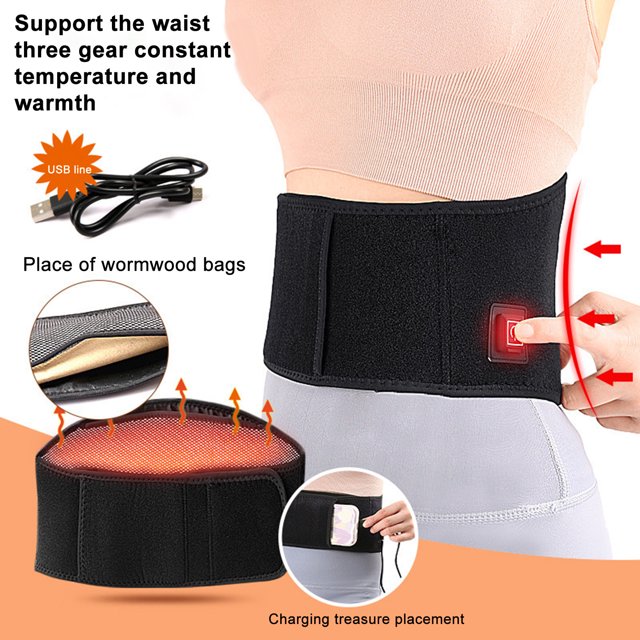 LJNYFDC Power Bank Waist Support Heating Waist Pad Electric Lumbar Support Vibration Massage Lower Back Pain Relief USB Lumbar Heating Pad Warm