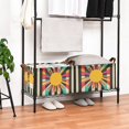 thumbnail image 3 of Yayeee Foldable Storage Basket for Shelves with Handles Waterproof Cloth Bins, Geometric Sun, 3 of 7