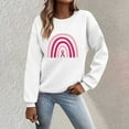 thumbnail image 2 of Crewneck Sweatshirts with Pink Ribbon Printed Women Long Sleeve Tops 2025 Fall Fashion Clothes Winter Pullover Support Cancer Patients (White, XL), 2 of 4