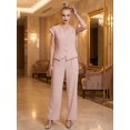 thumbnail image 2 of Conjunto 2 Piezas Elegante, Chaleco con Botones y Pantalón de Pierna Amplia, Look Sofisticado para Mujer, 2 of 5