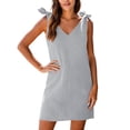 thumbnail image 2 of QUNYINEY Cotton Linen Sundresses for Women Casual Beach Solid Sleeveless Midi Tank Dress Vacation Summer V Neck Loose Fit Dresses, 2 of 9