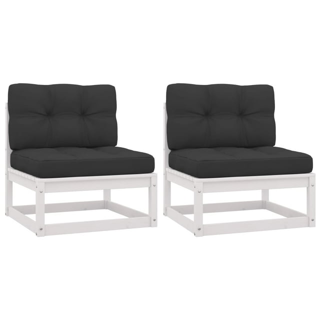 vidaXL Garden Middle Sofas with Anthracite Cushions 2 pcs Solid Wood Pine