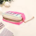 thumbnail image 3 of Unique Bargains 1 Pc Women Portable Vertical Stripes LOVE Makeup Bag for Travel Vacation Plush Rose Red, 3 of 3