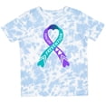 thumbnail image 3 of Inktastic Suicide Prevention Blue and Purple Ribbon with Hearts Boys or Girls Toddler T-Shirt, 3 of 5