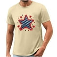 thumbnail image 5 of T-shirt for Men Plus Size Independence Day Short Sleeved Printed T-shirt Beige XL, 5 of 5