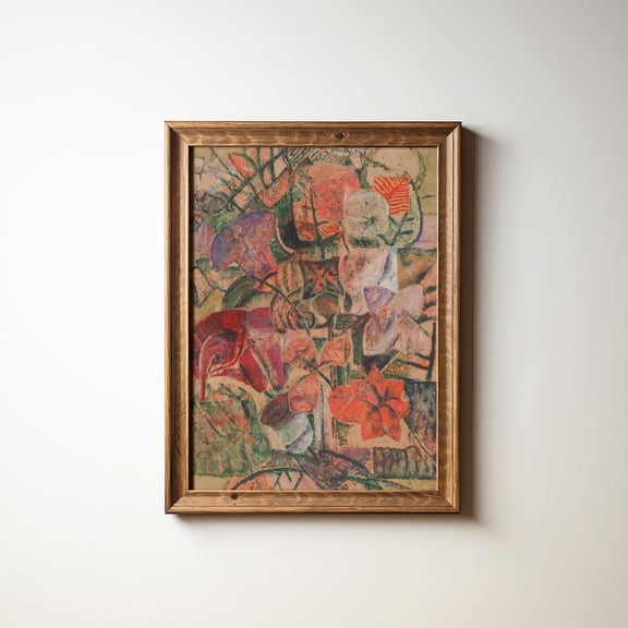 Vintage Abstract Botanical Wall Art, Colorful Floral Bouquet Print For Grandmillennial Aesthetic Decor, Print And Shipped Wall Art Poster Decor, Unframed Poster Size 8x12